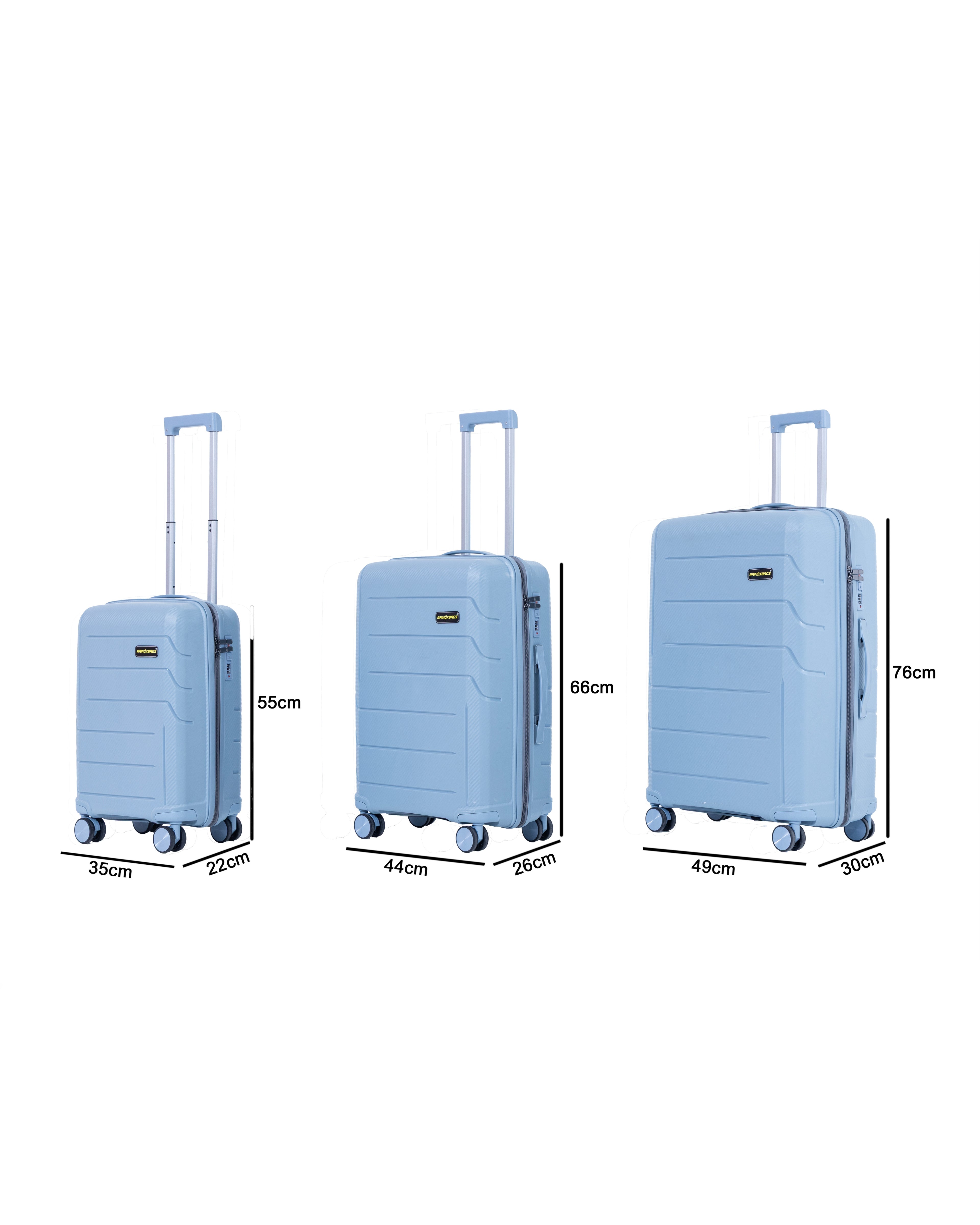 Rainox Combo — 3 Size Suitcase Set (20/24/28) — Light Sky Blue