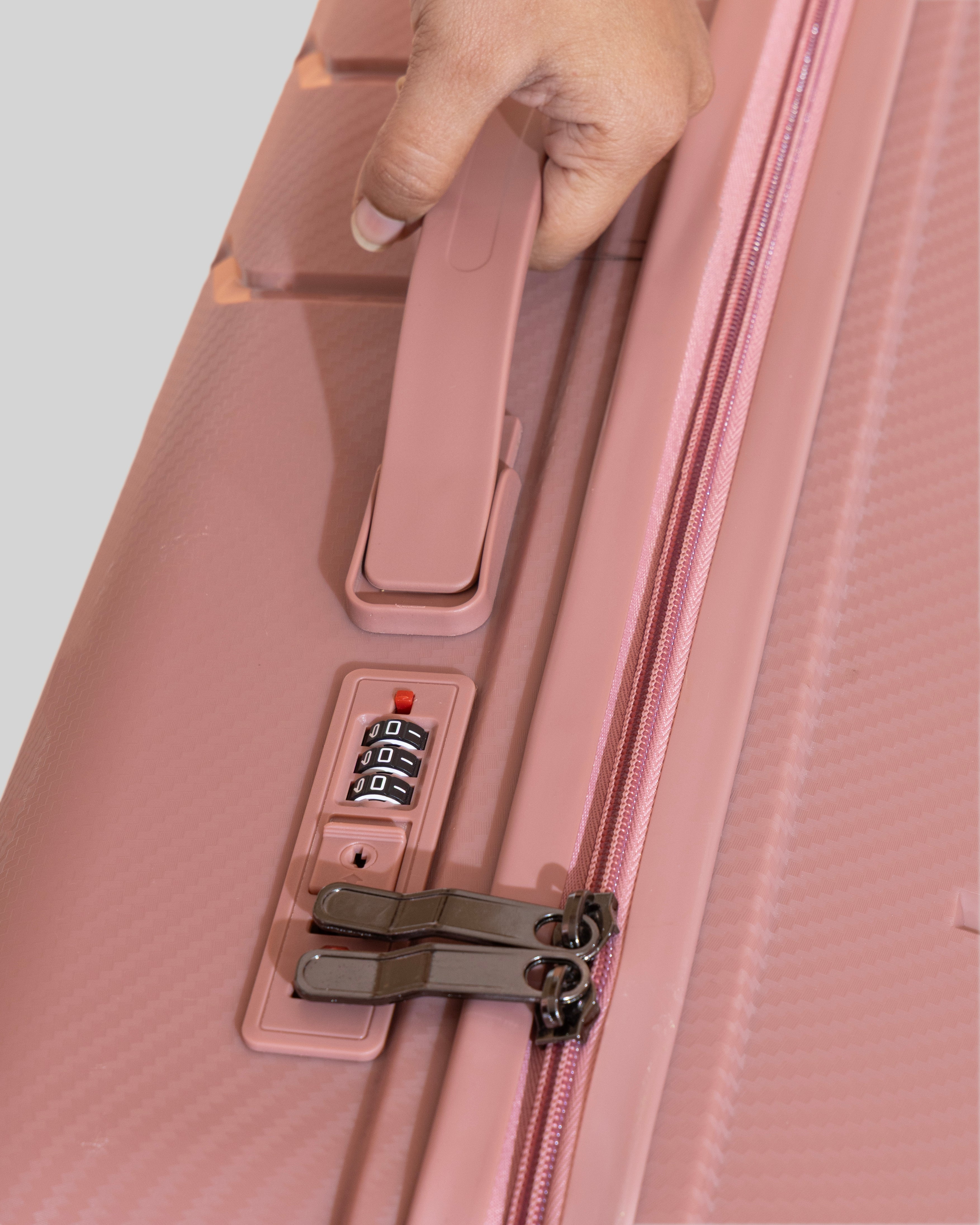 Rainox Combo — 3 Size Suitcase Set (20/24/28) — Rose Gold Pink