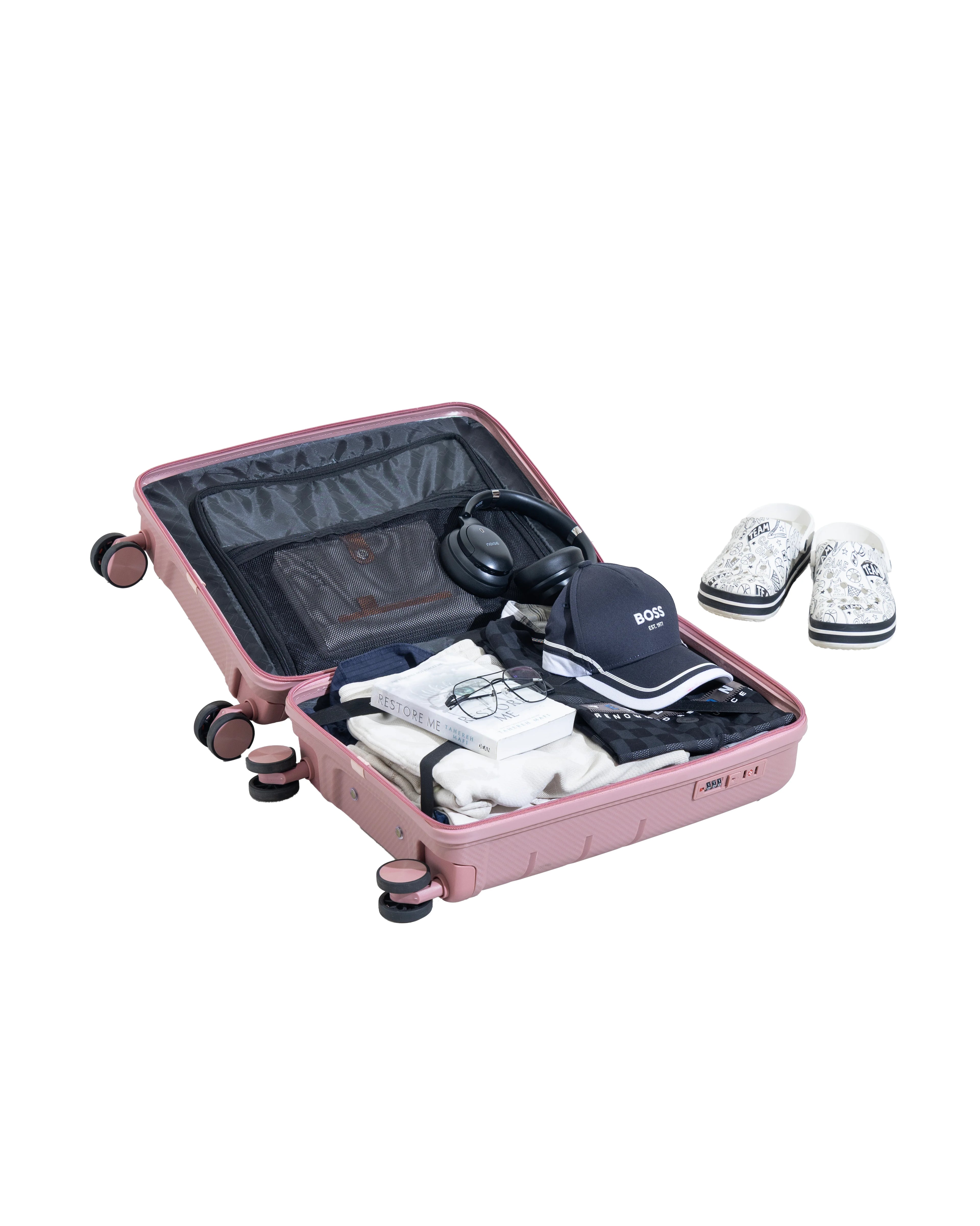 Rainox Parish Series – 20 Inch Rose Gold Pink Cabin Trolley Bag