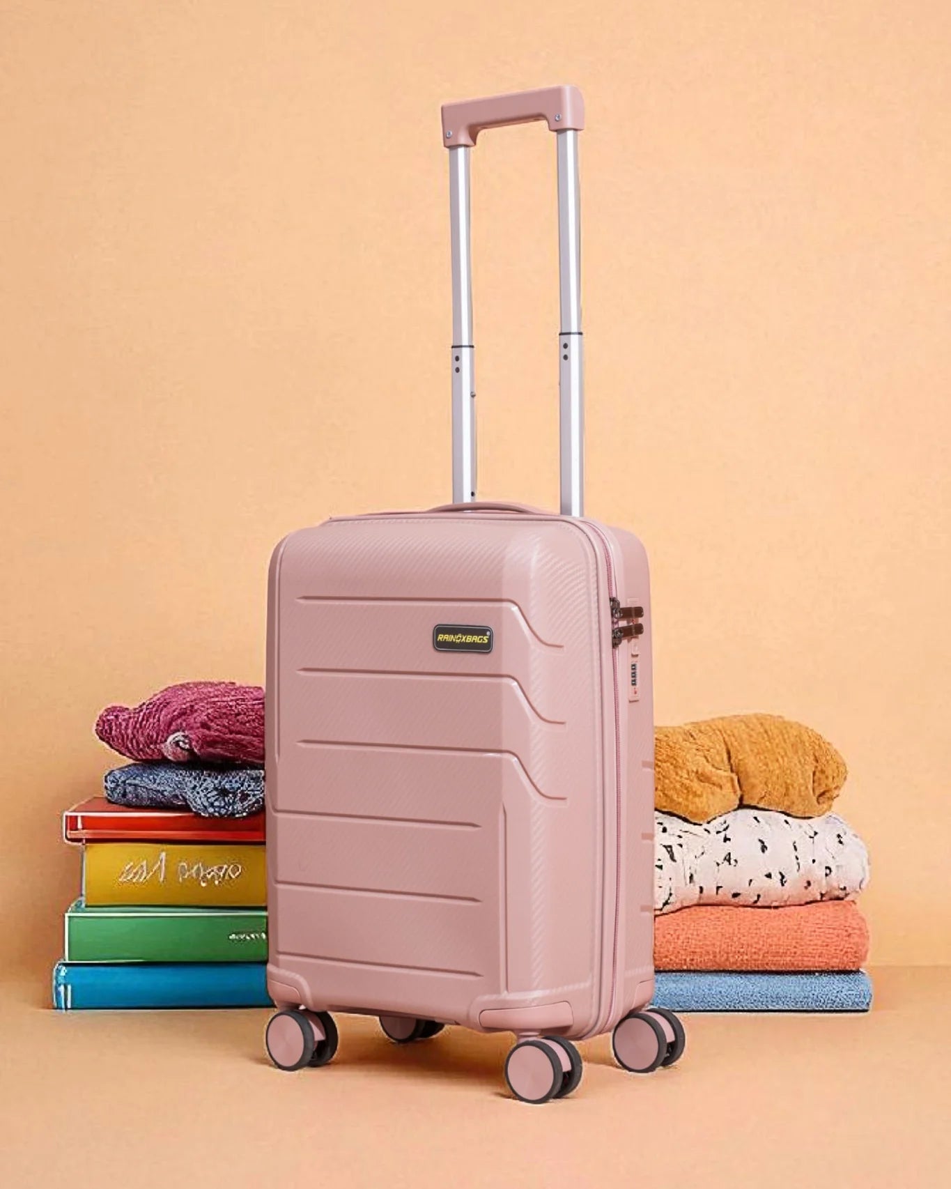 Rainox Parish Series – 20 Inch Rose Gold Pink Cabin Trolley Bag