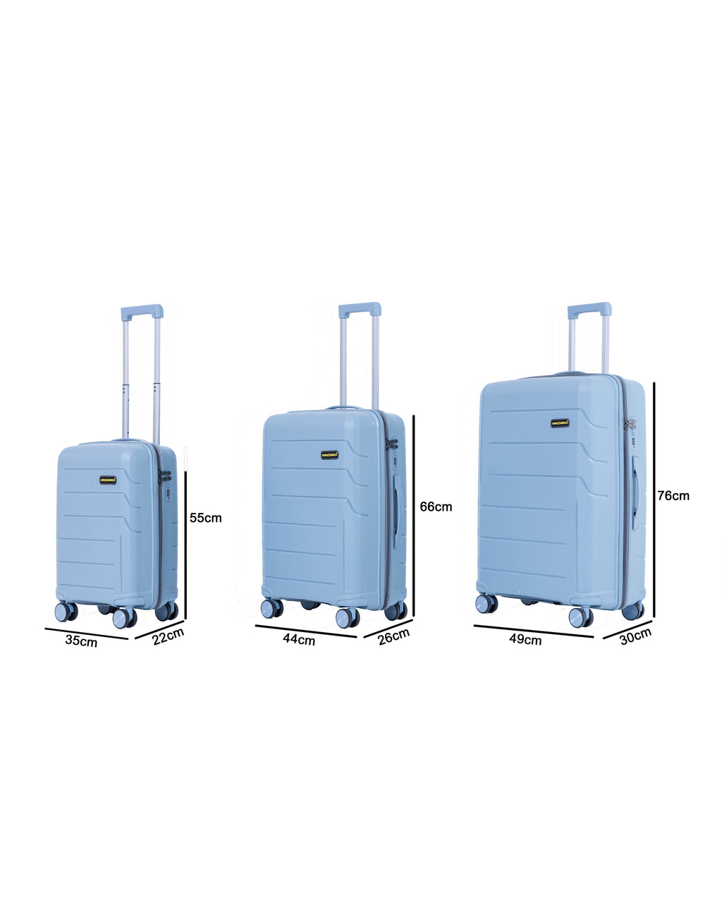 Rainox Combo — 3 Size Suitcase Set (20/24/28) — Light Sky Blue