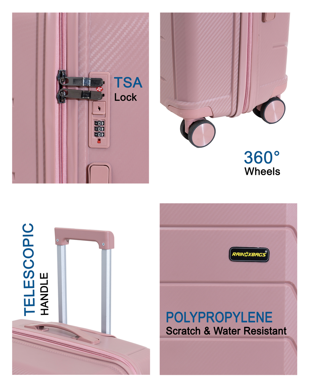 Rainox Parish Pink – 28 Inch Rose Gold Check-in Luggage