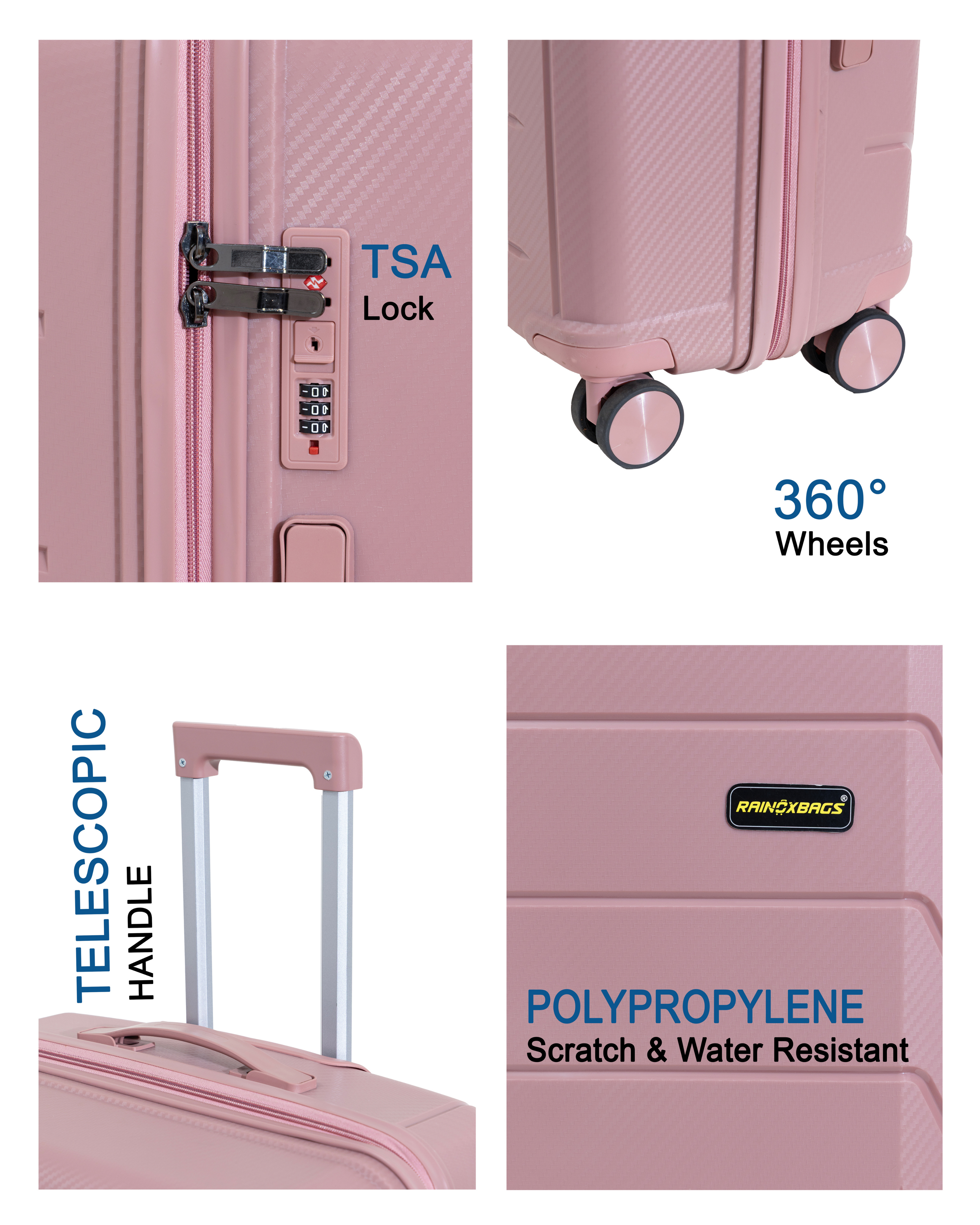 Rainox Parish Pink – 28 Inch Rose Gold Check-in Luggage