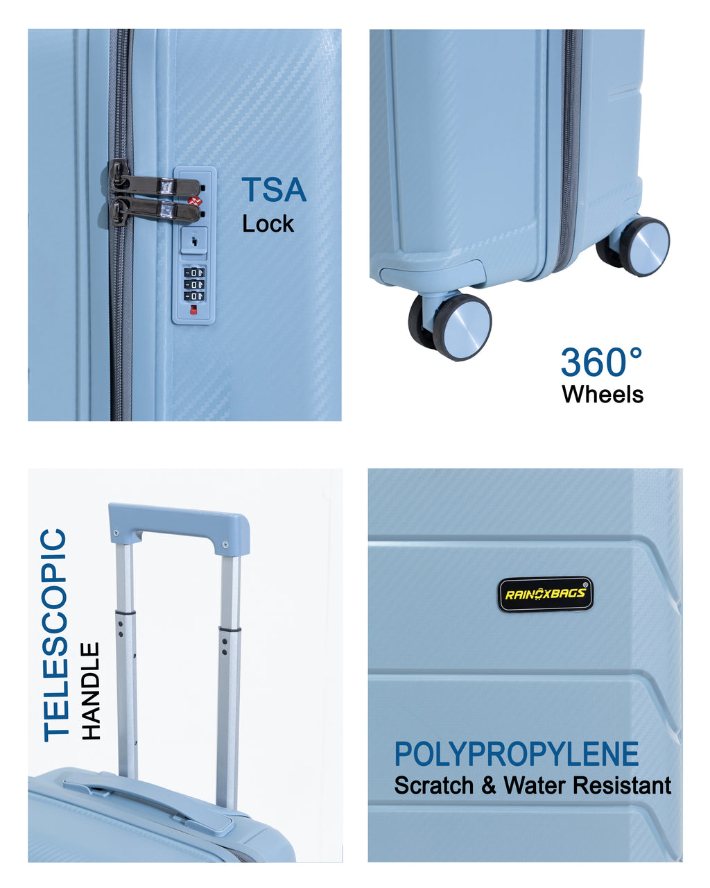 Rainox Parish Series – 20 Inch Light Sky Blue Cabin Trolley