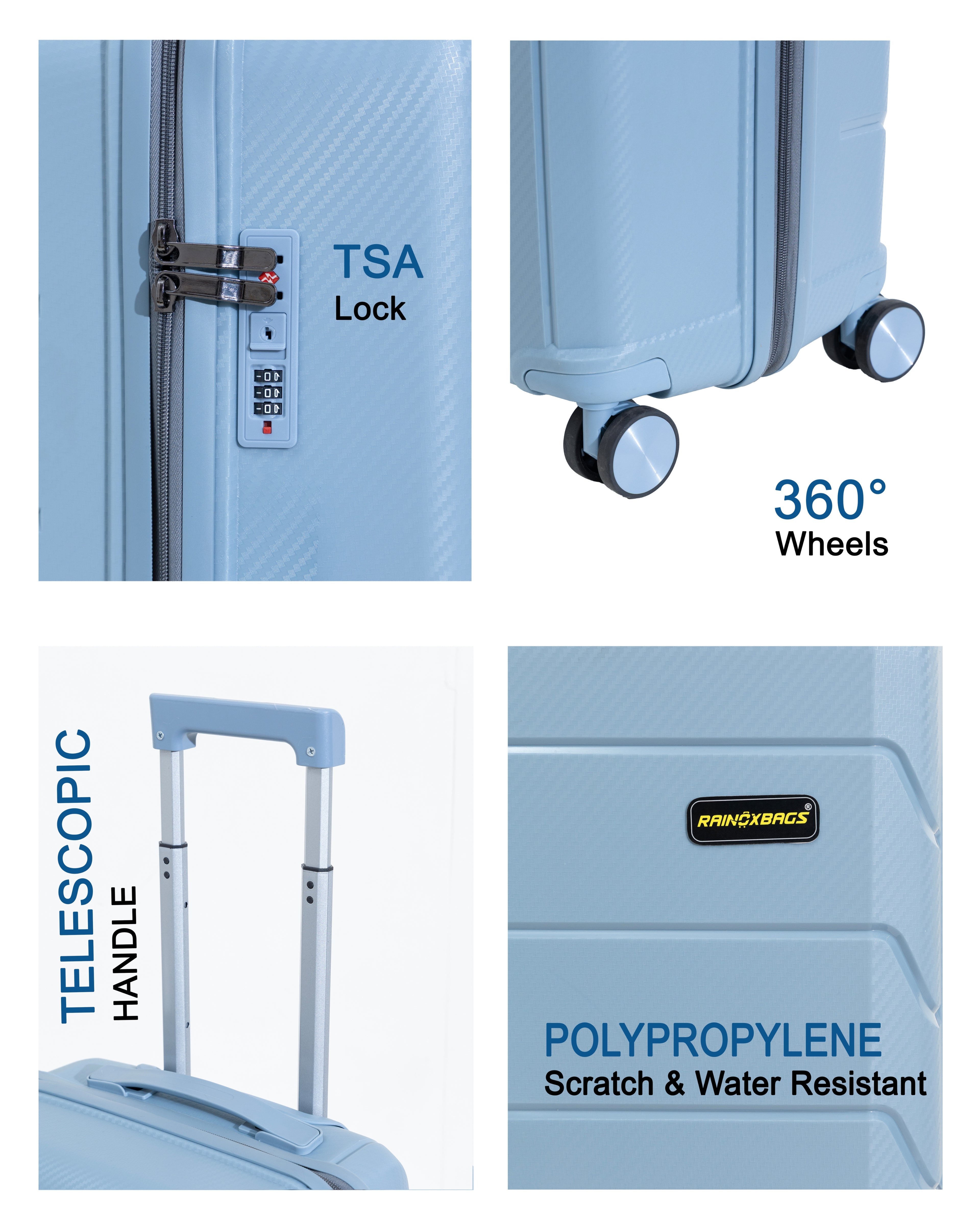 Rainox Parish Series – 20 Inch Light Sky Blue Cabin Trolley