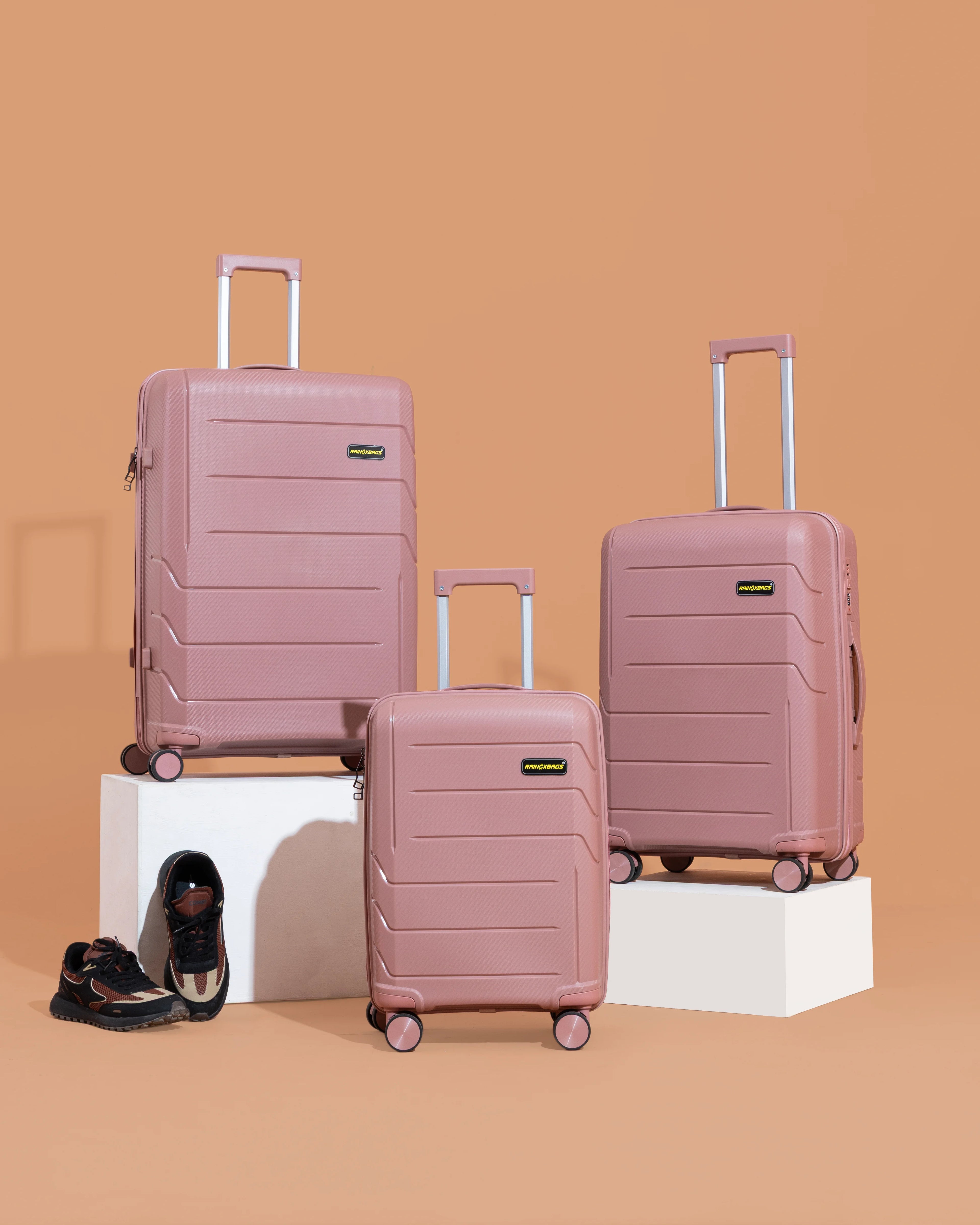Rainox Parish Series – 20 Inch Rose Gold Pink Cabin Trolley Bag