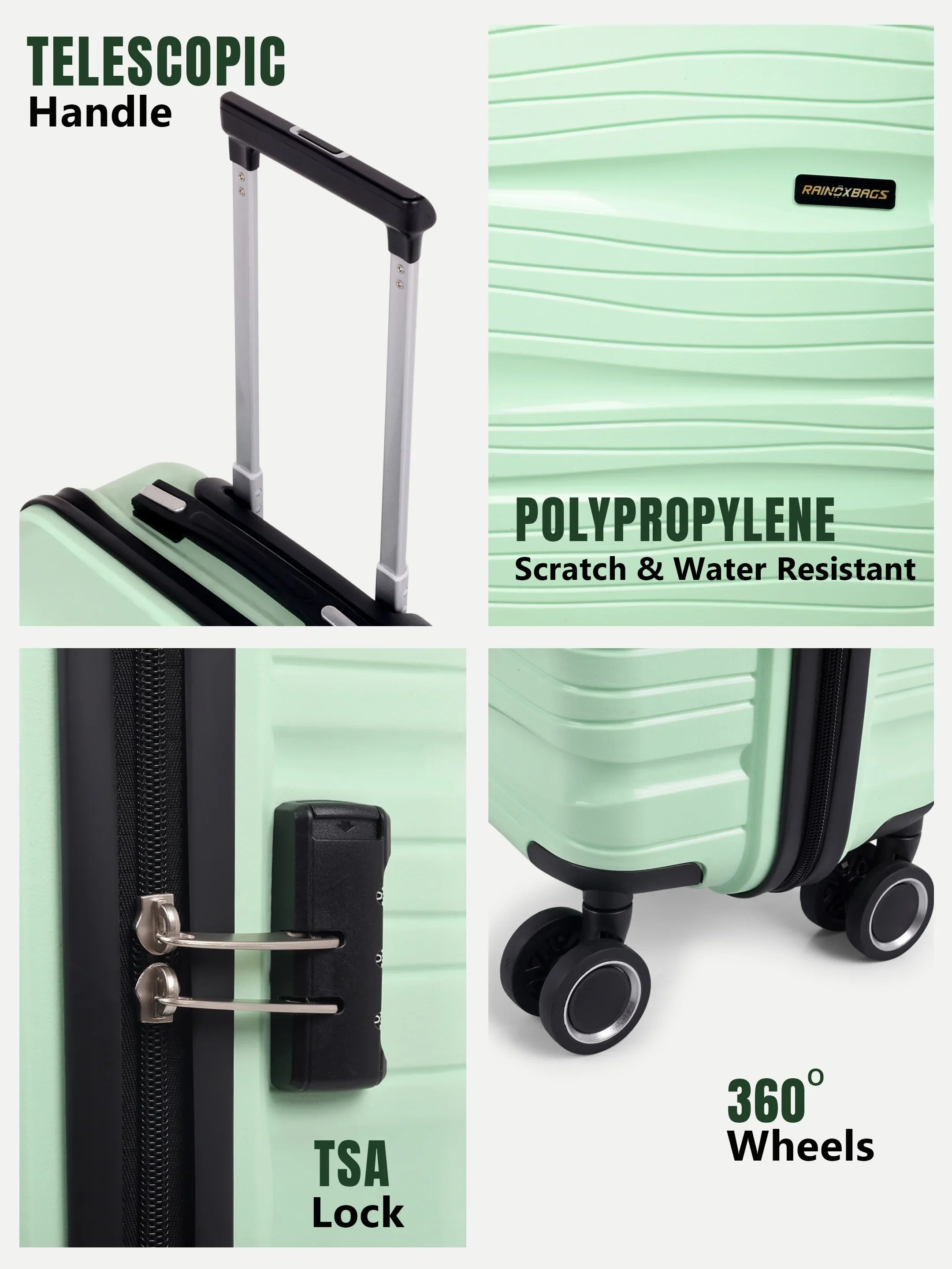 Delhi Dash 55cm Cabin Spinner in Pistachio Green